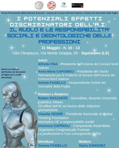 CICLO DI CONVEGNI DI FORMAZIONE SUGLI EFFETTI DISCRIMINATORI DELL'INTELLIGENZA ARTIFICIALE
